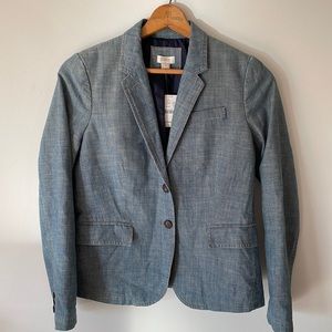 J. Crew Factory Chambray Denim Cotton Schoolboy Blazer in Women’s Size 8 NWT